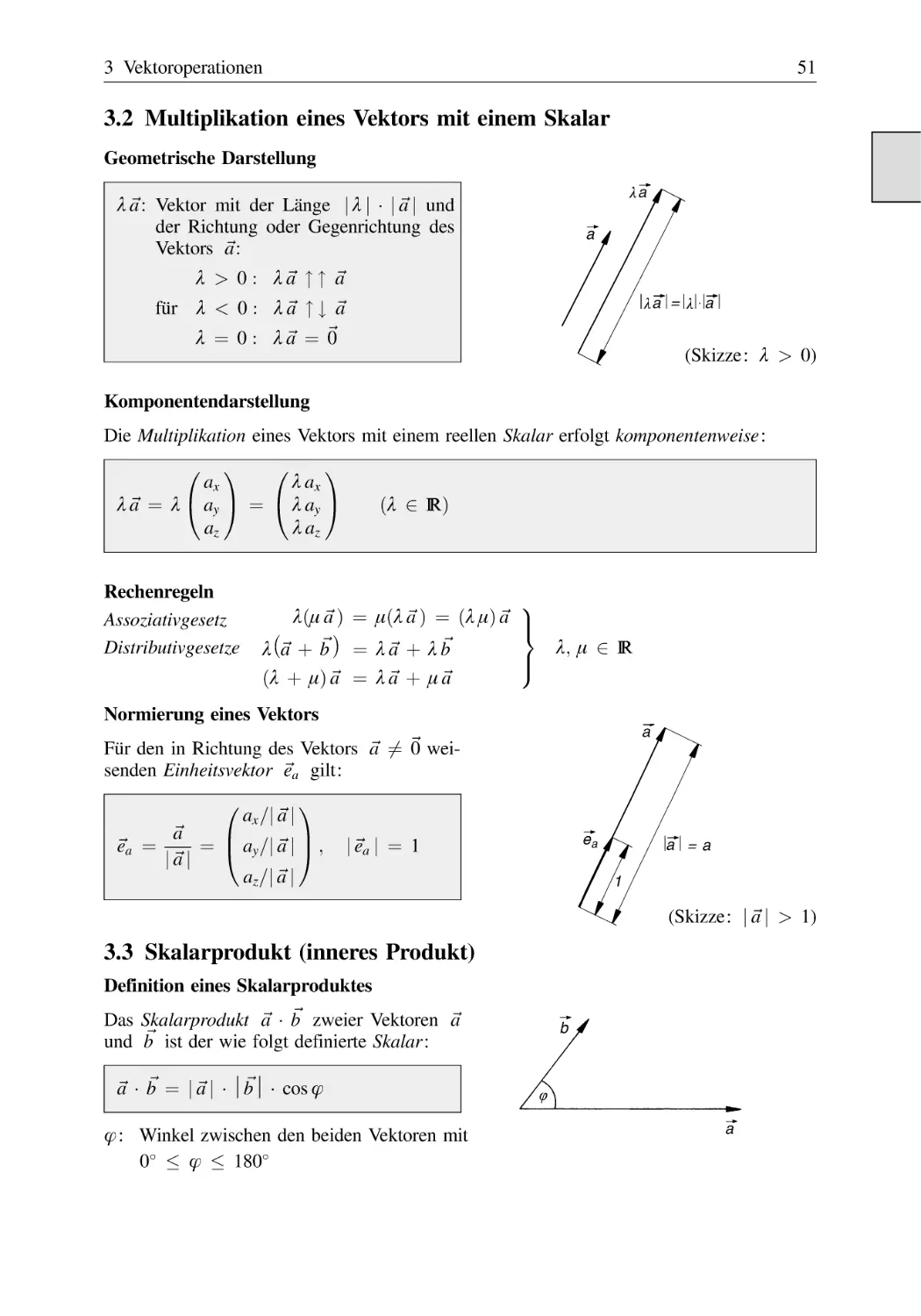 3.2 Multiplikation eines Vektors mit einem Skalar
3.3 Skalarprodukt (inneres Produkt)