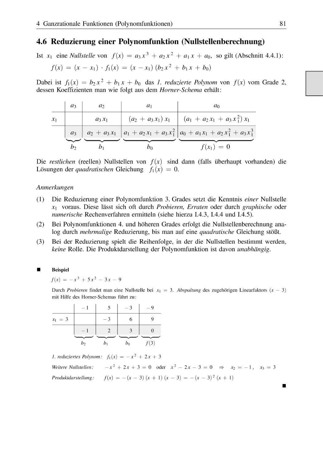4.6 Reduzierung einer Polynomfunktion (Nullstellenberechnung)