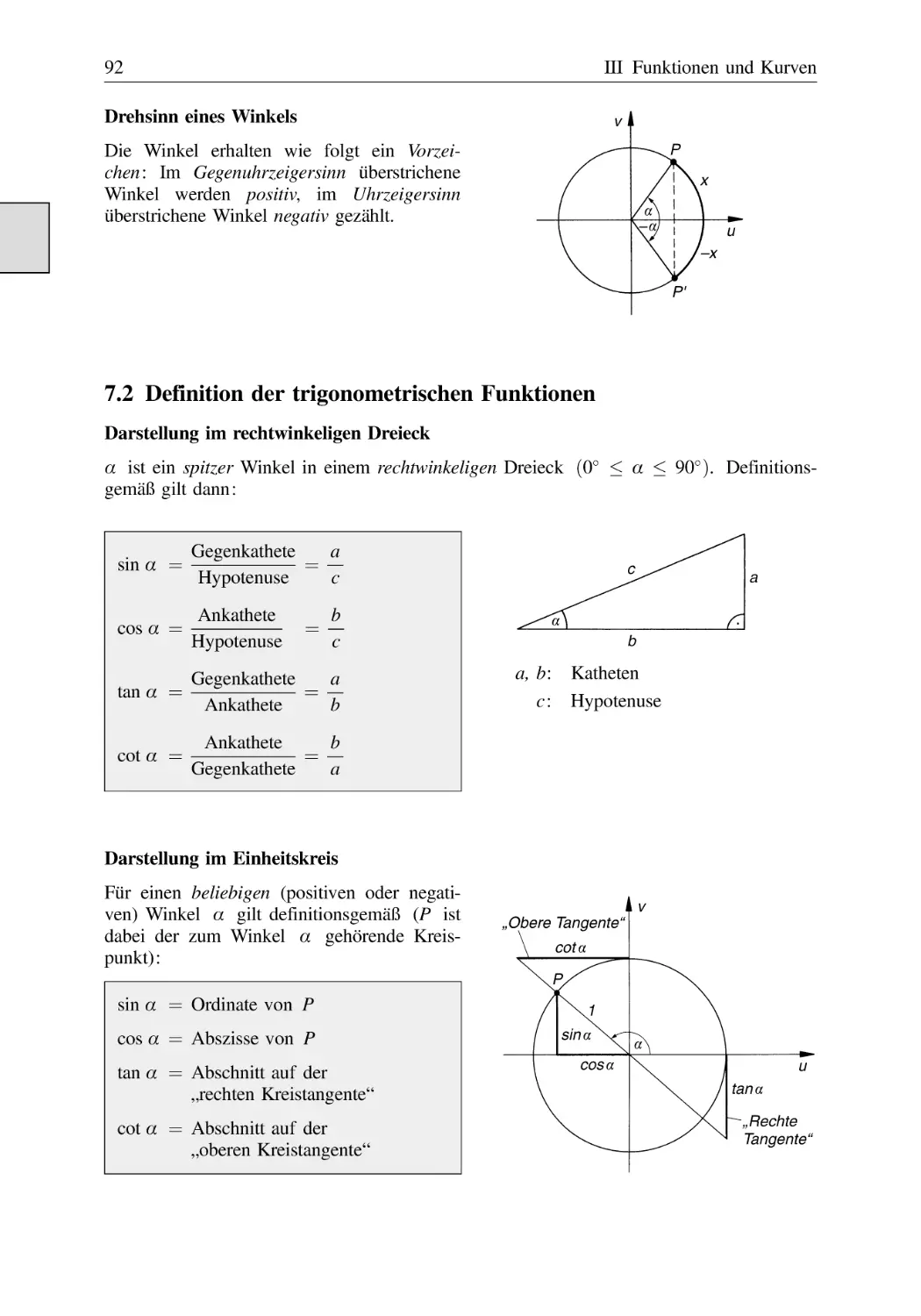 7.2 Definition der trigonometrischen Funktionen