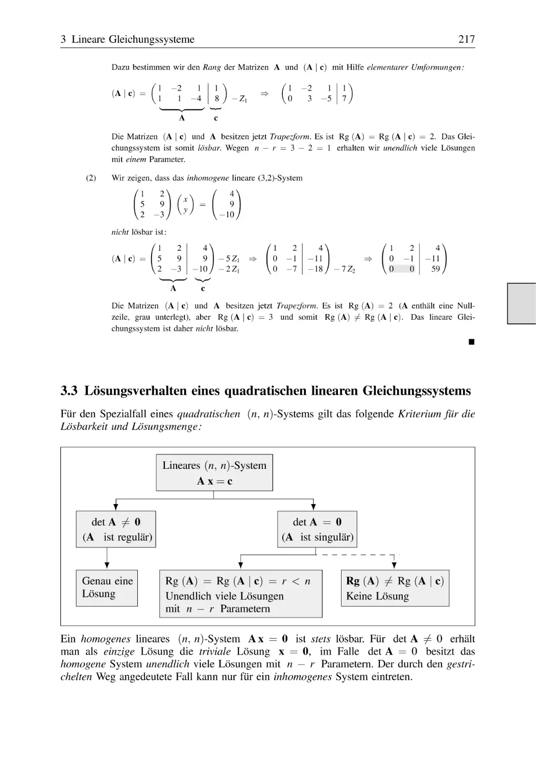 3.3 Lösungsverhalten eines quadratischen linearen Gleichungssystems