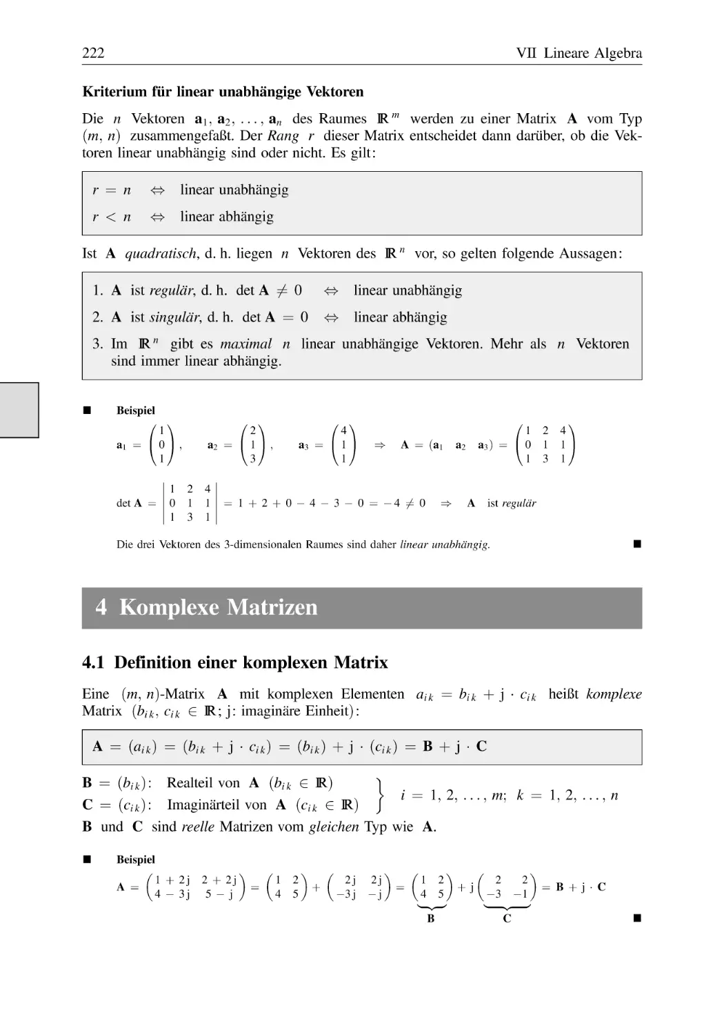 4 Komplexe Matrizen
4.1 Definition einer komplexen Matrix
