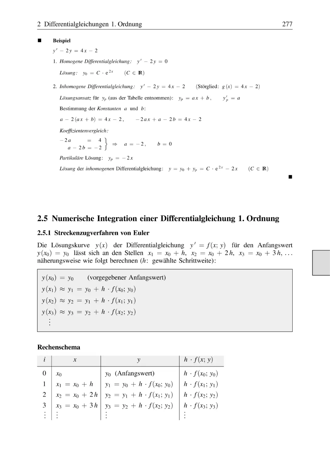 2.5 Numerische Integration einer Differentialgleichung 1. Ordnung
2.5.1 Streckenzugverfahren von Euler