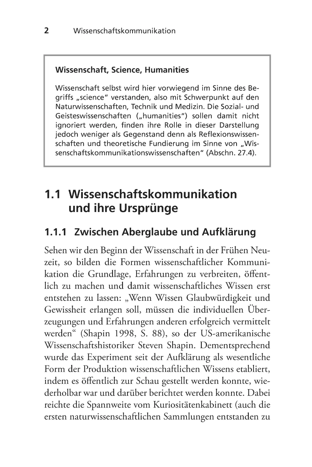 1.1 Wissenschaftskommunikation und ihre Ursprünge
1.1.1 Zwischen Aberglaube und Aufklärung