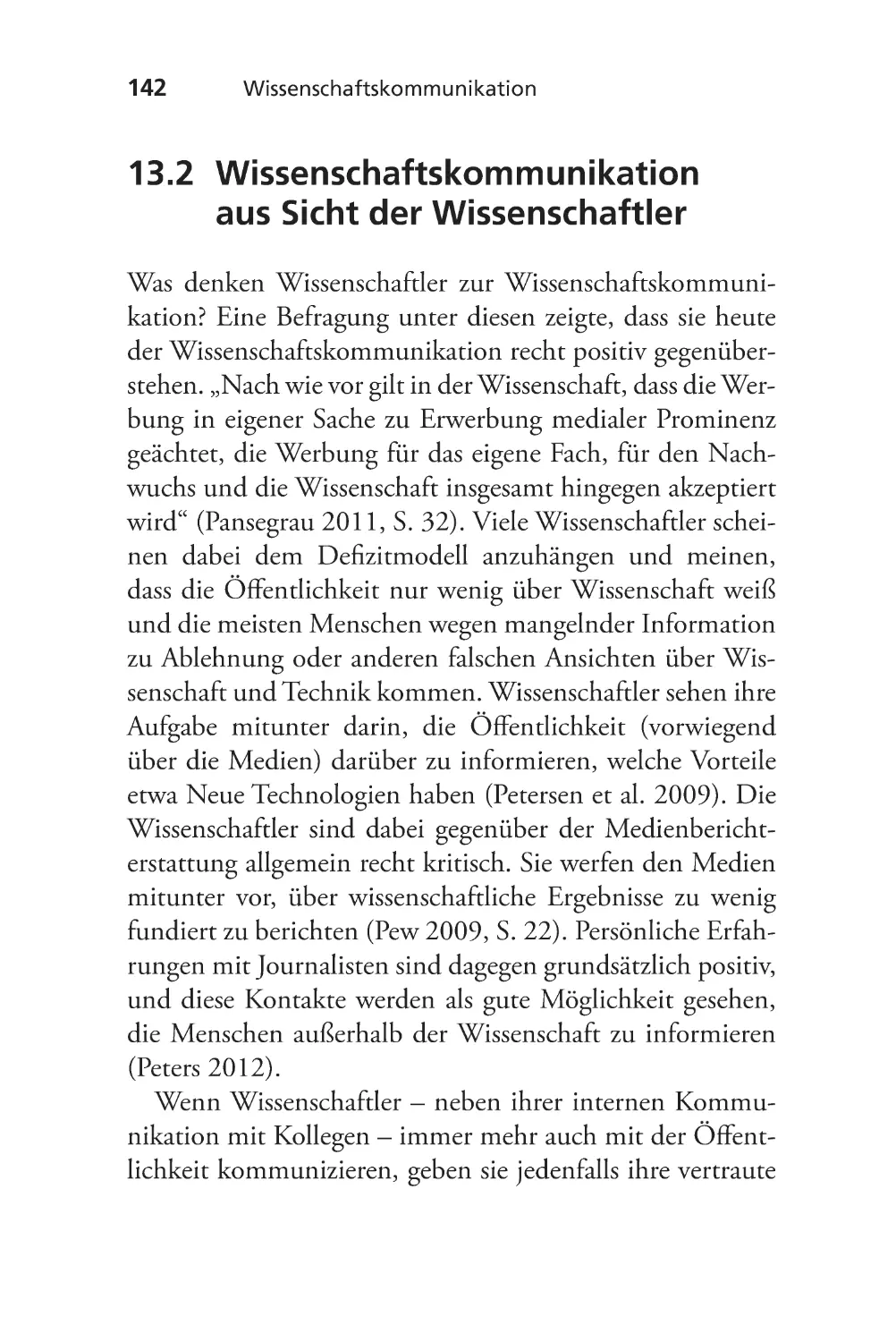 13.2 Wissenschaftskommunikation aus Sicht der Wissenschaftler