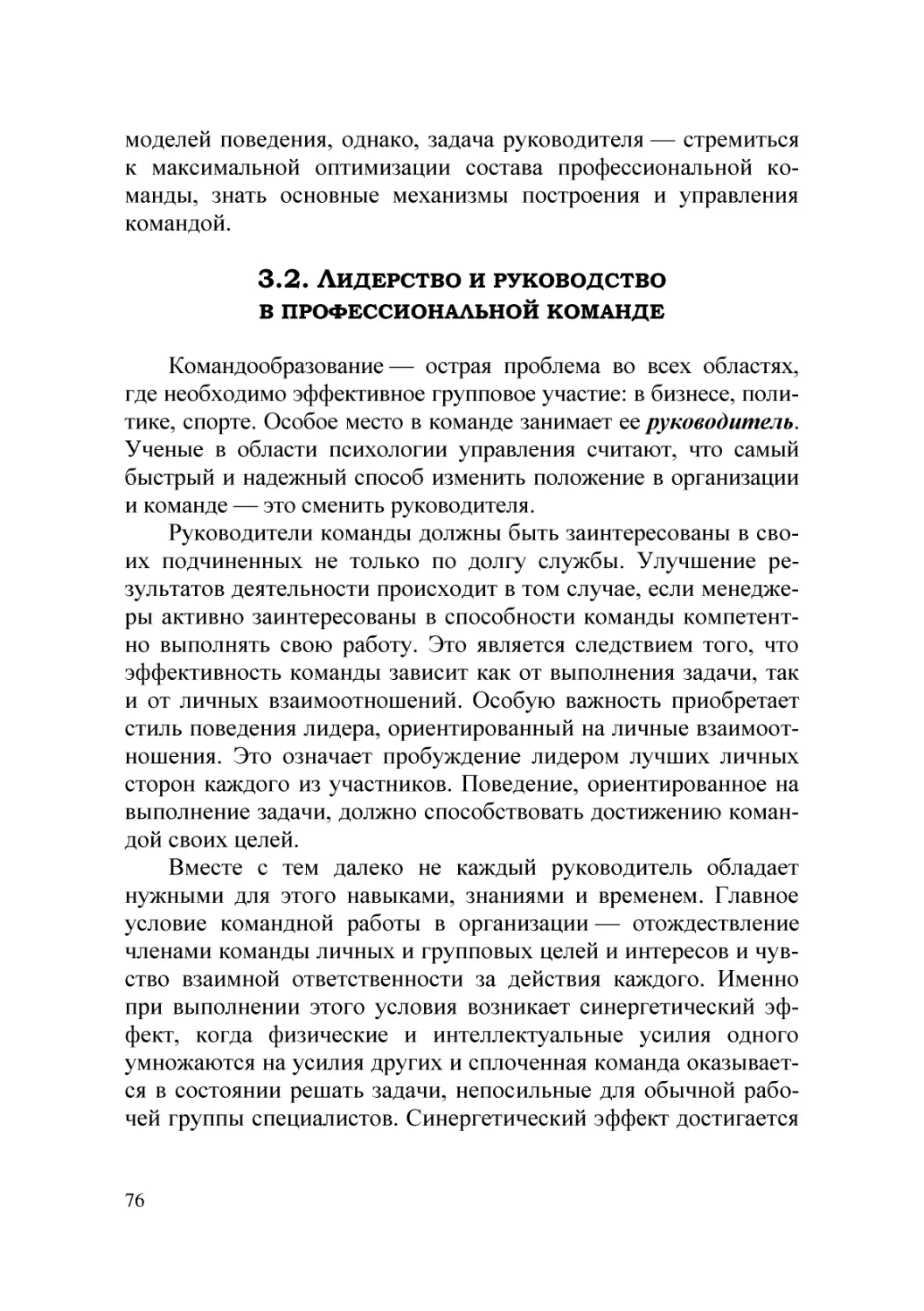 3.2. Лидерство и руководство в профессиональной команде