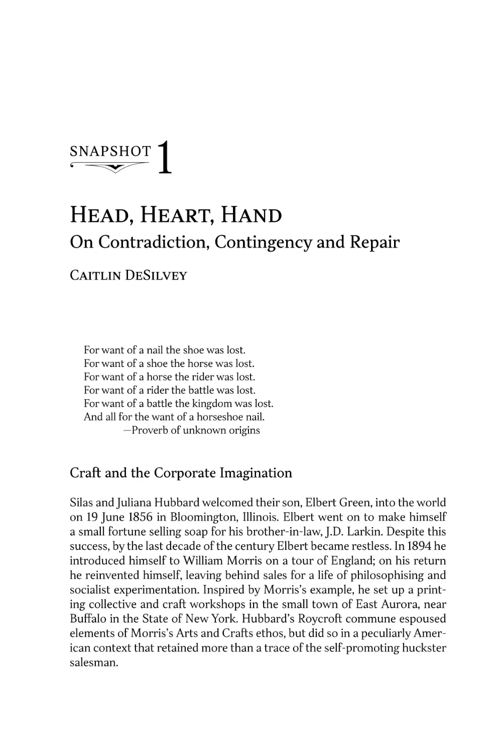 Snapshot 1. Head, Heart, Hand