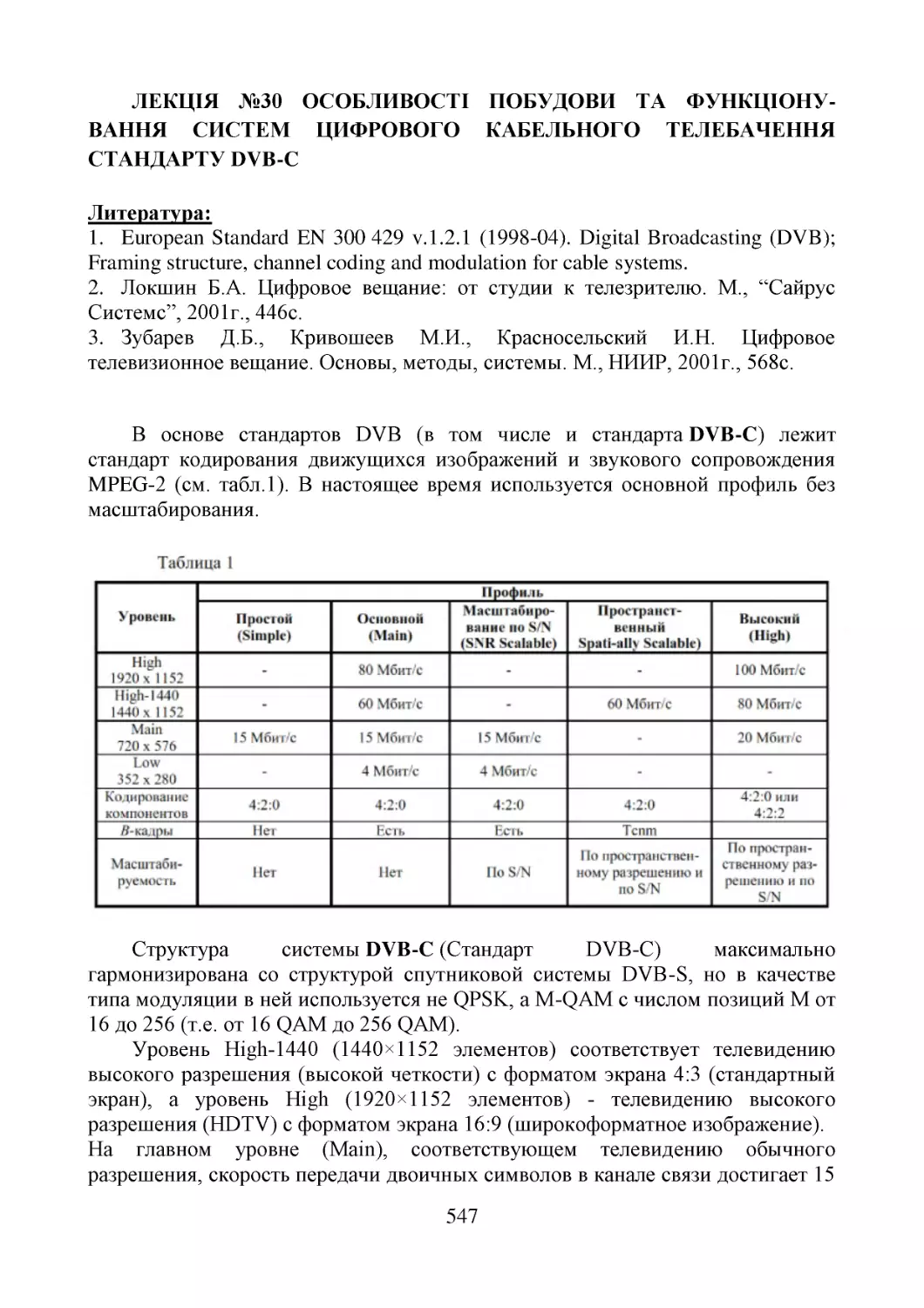 ﻿ЛЕКЦІЯ №30 Основные сведения о стандарте DVB-