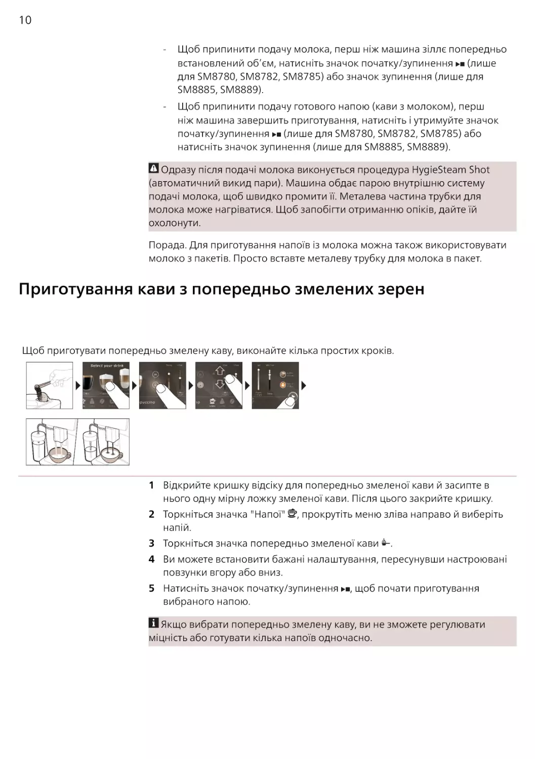 Приготування кави з попередньо змелених зерен