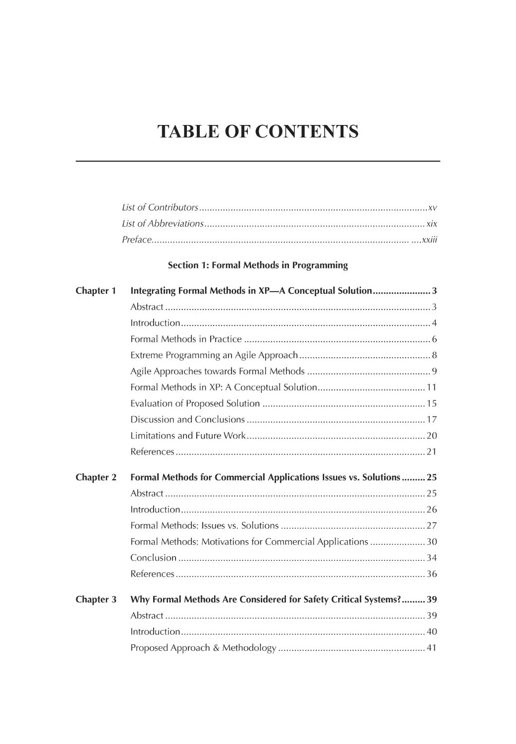 TABLE OF CONTENTS