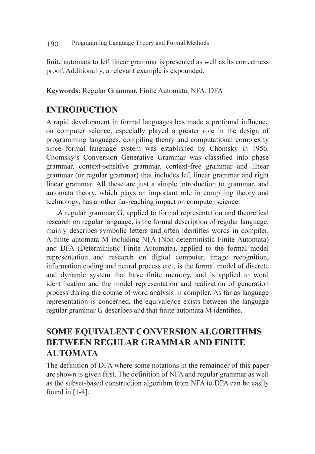 Introduction
Some Equivalent Conversion Algorithms between Regular Grammar and Finite Automata