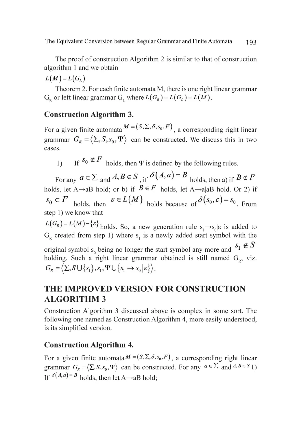 The Improved Version for Construction Algorithm 3