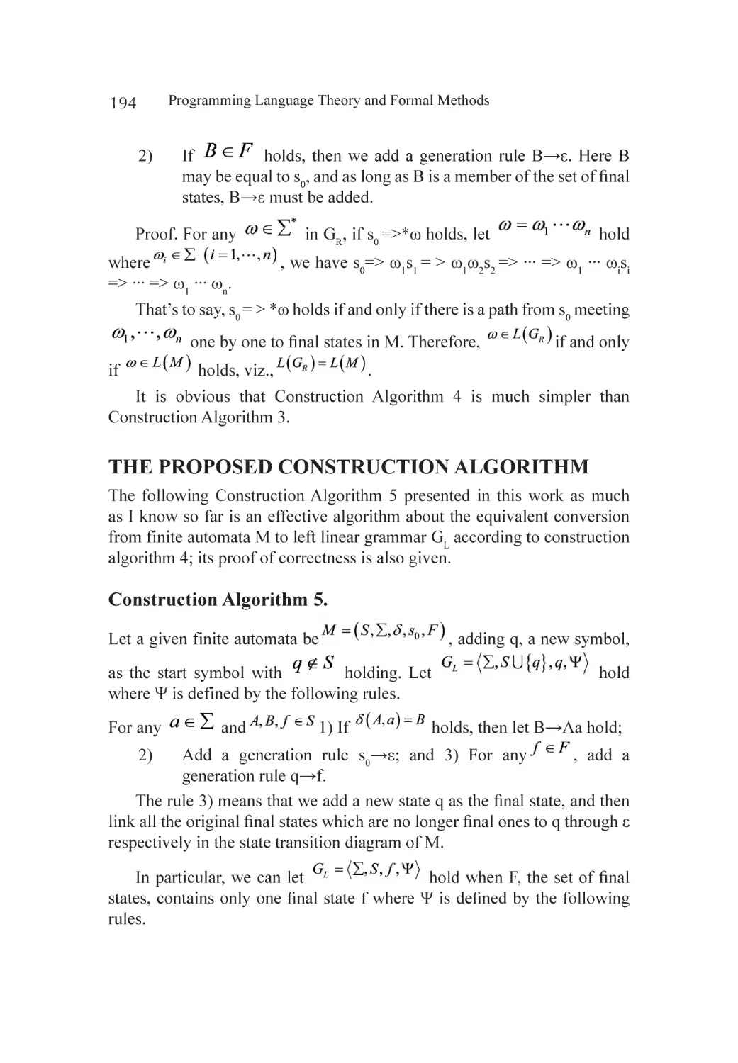 The Proposed Construction Algorithm