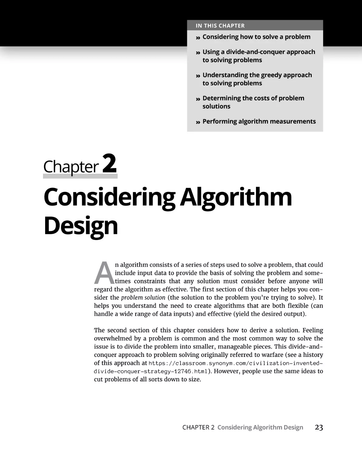 Chapter 2 Considering Algorithm Design