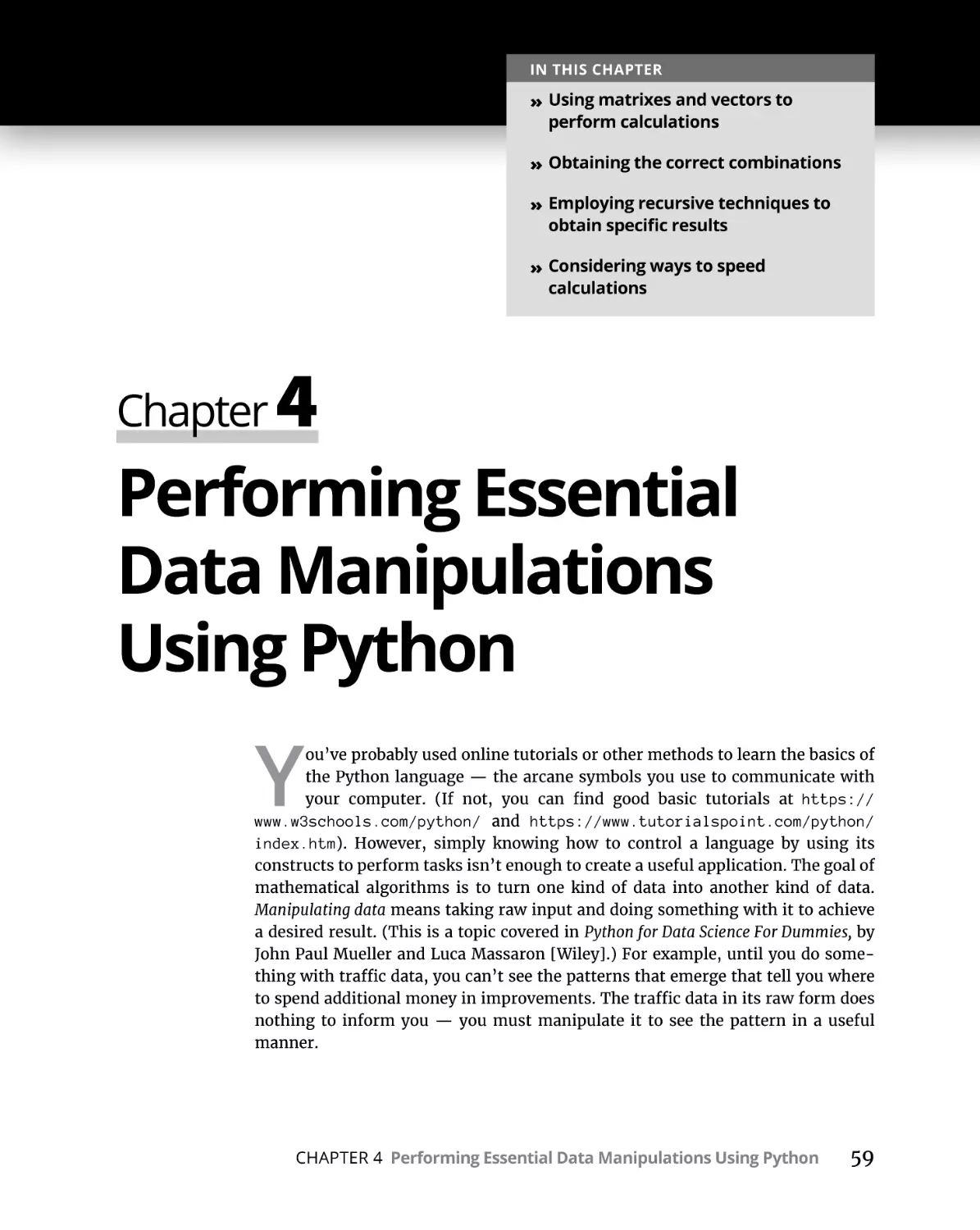 Chapter 4 Performing Essential Data Manipulations Using Python