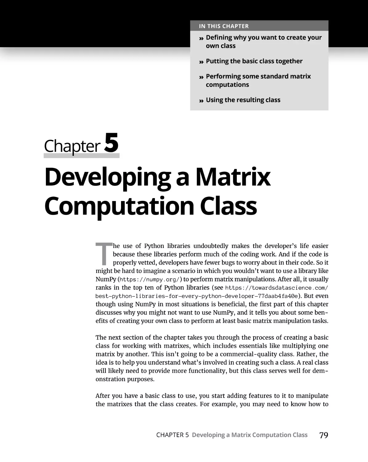 Chapter 5 Developing a Matrix Computation Class