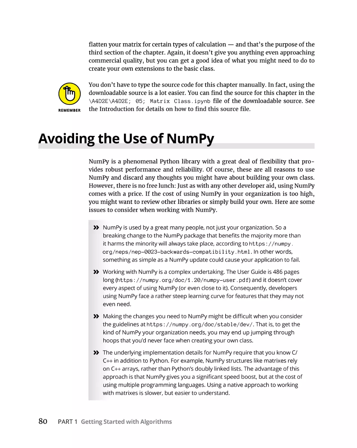 Avoiding the Use of NumPy