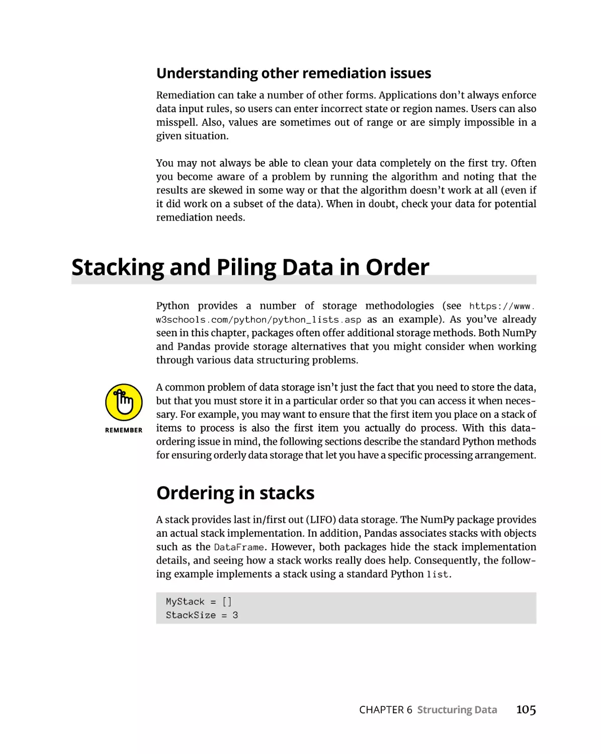 Stacking and Piling Data in Order
Ordering in stacks