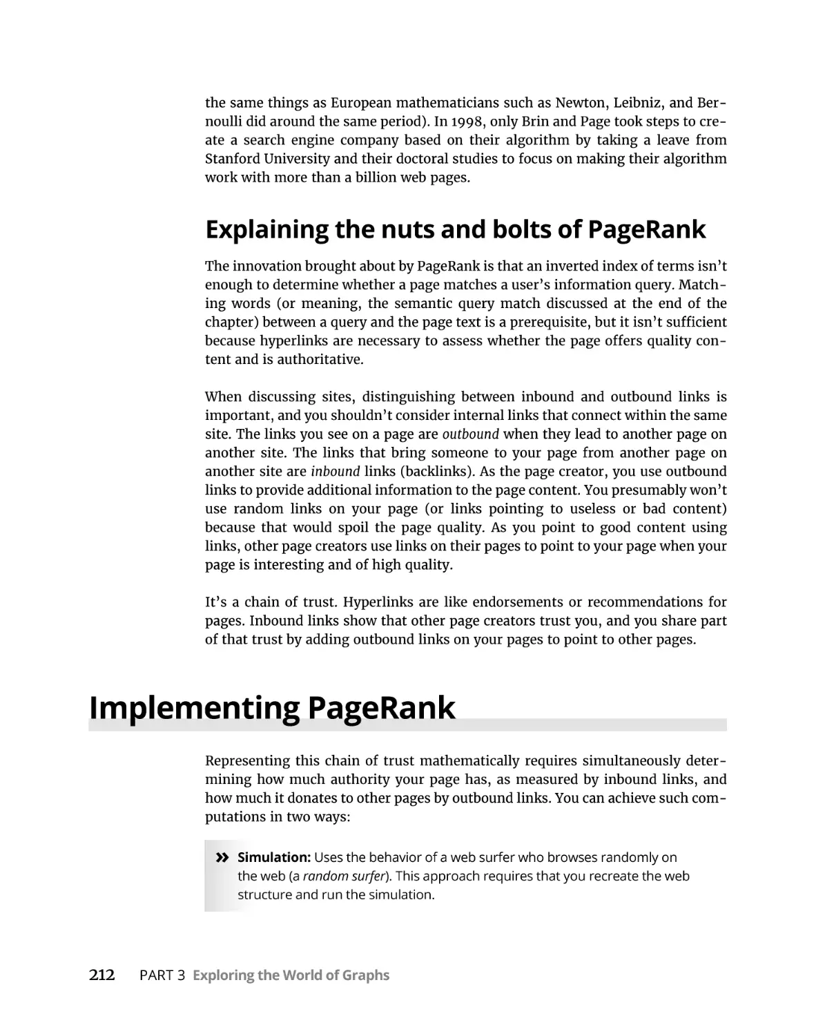 Explaining the nuts and bolts of PageRank
Implementing PageRank
