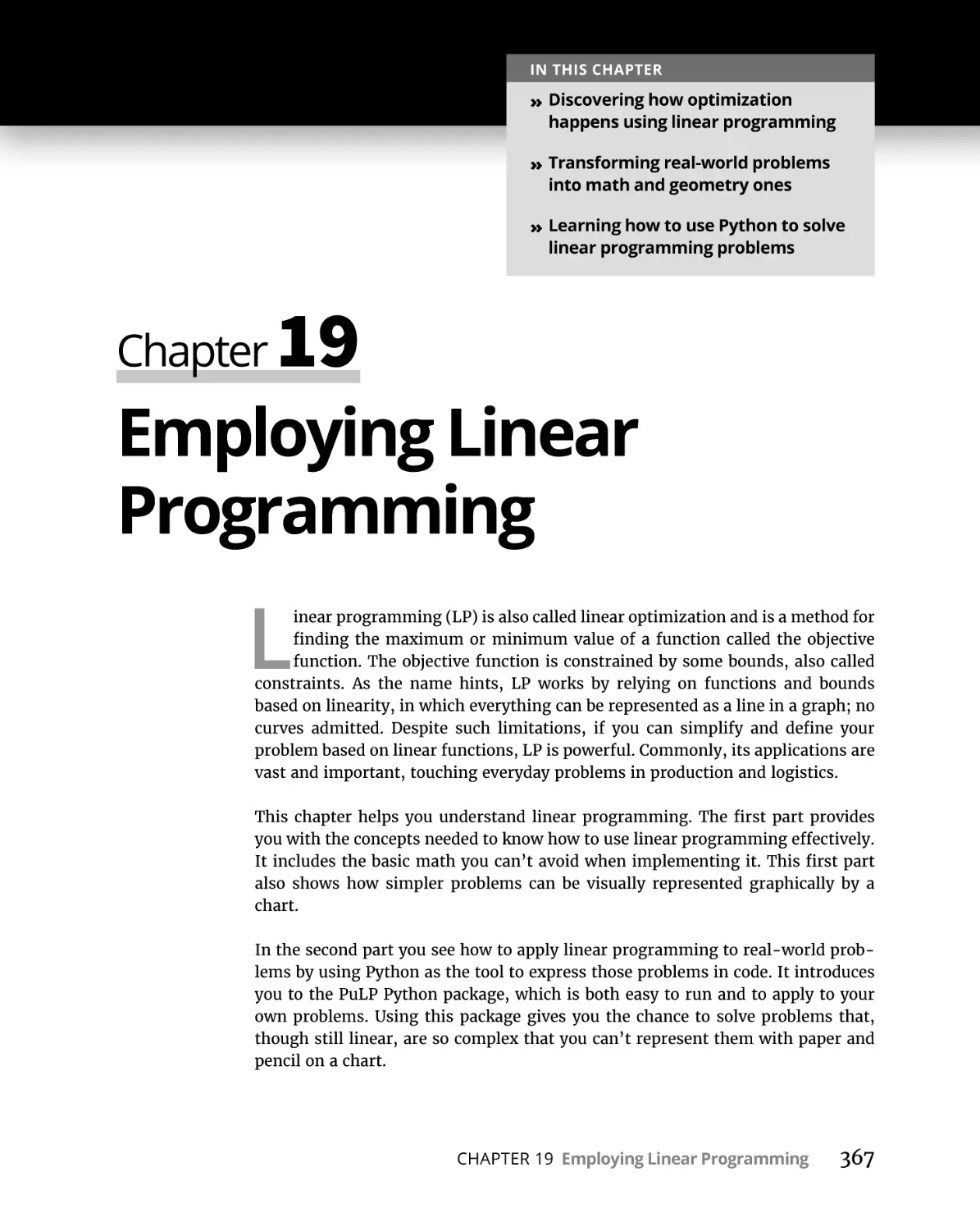 Chapter 19 Employing Linear Programming