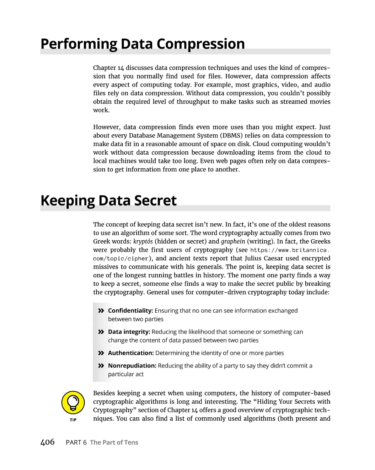 Performing Data Compression
Keeping Data Secret