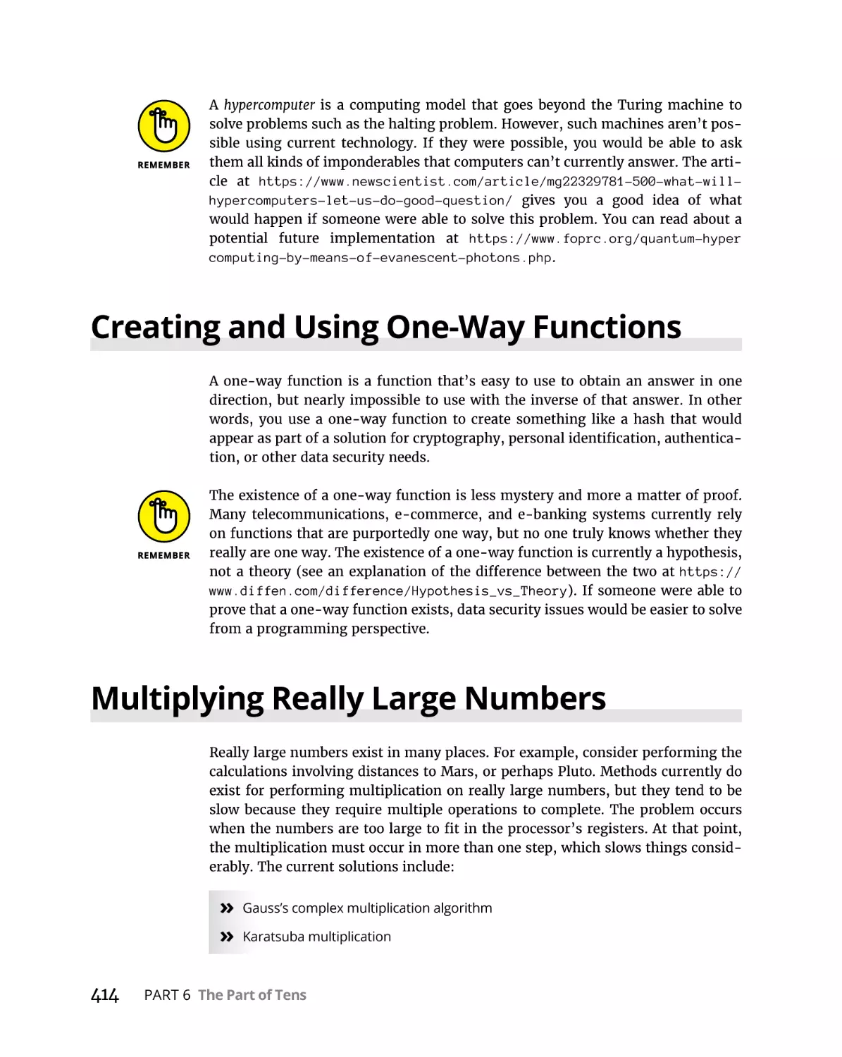 Creating and Using One-Way Functions
Multiplying Really Large Numbers