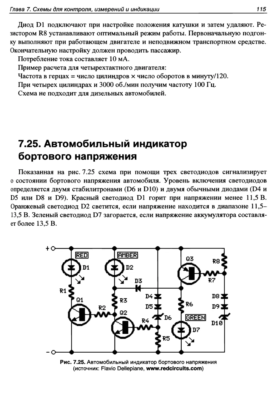 7.25. Автомобильный индикатор бортового напряжения