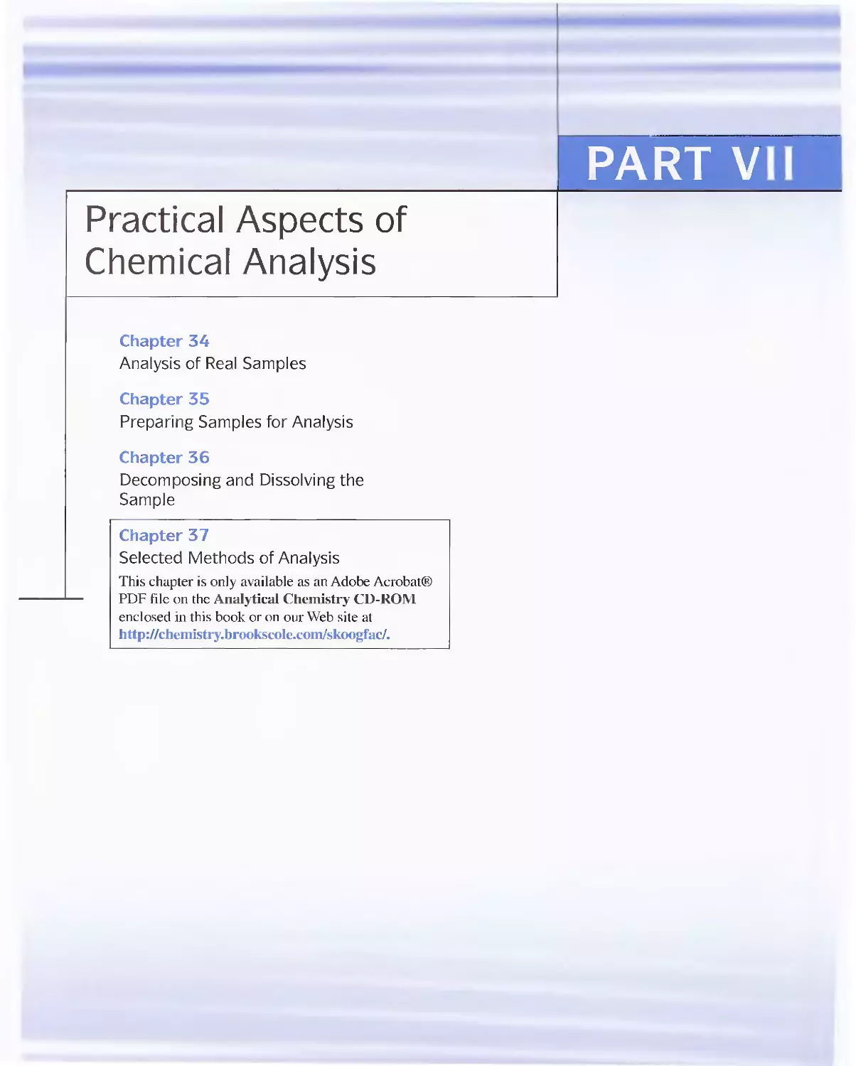 Part 7 - Practical Aspects of Chemical Analysis