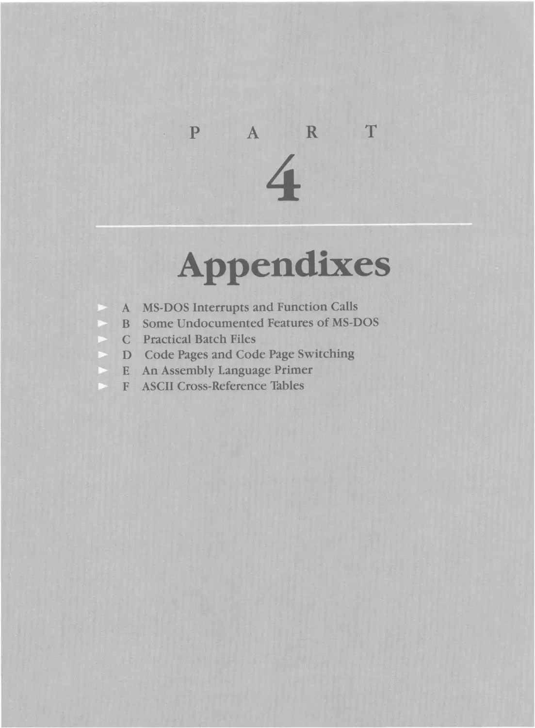 ---- PART 4 ---- Appendixes