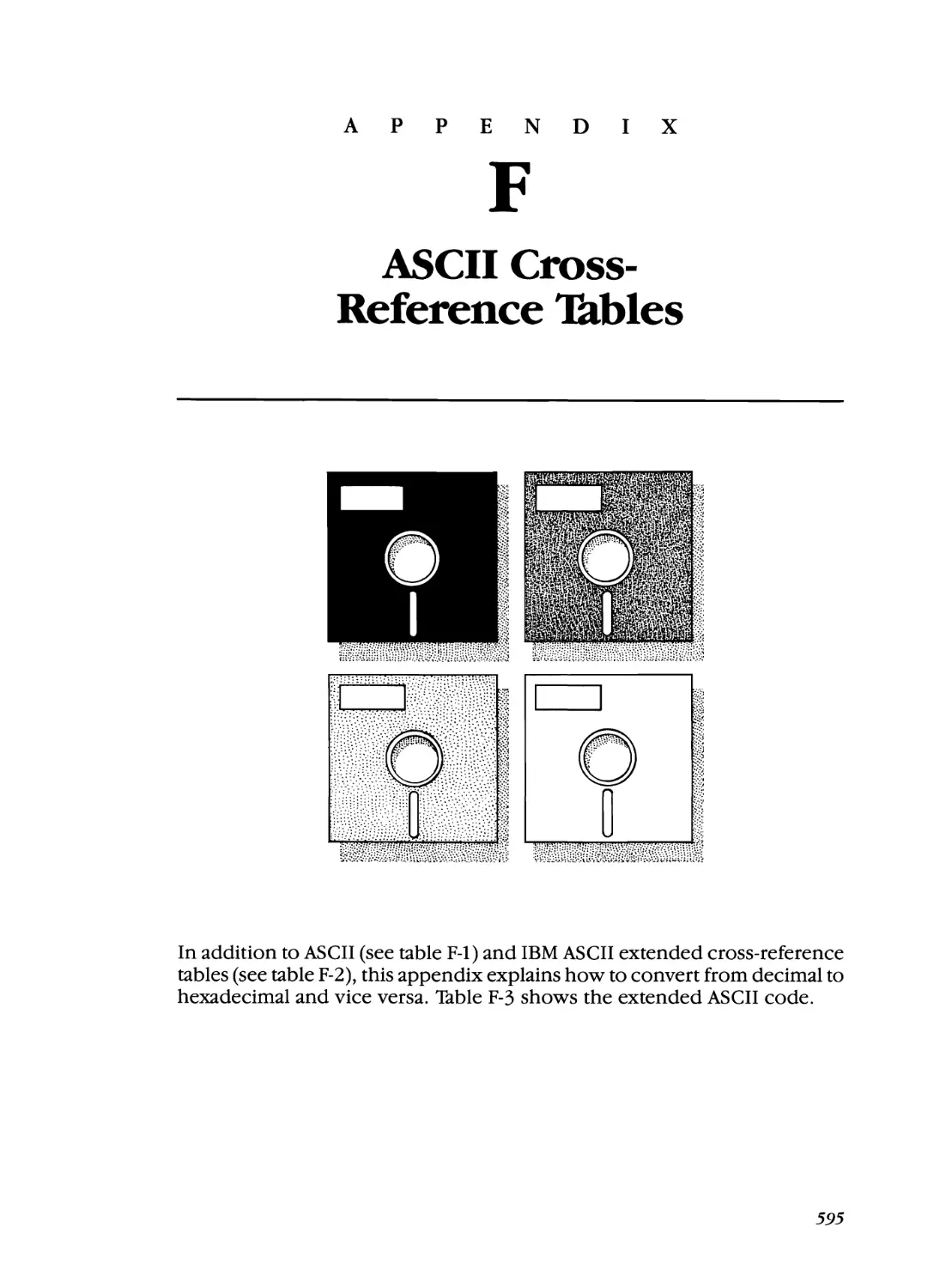 Appendix F - ASCII Cross-Reference Tables