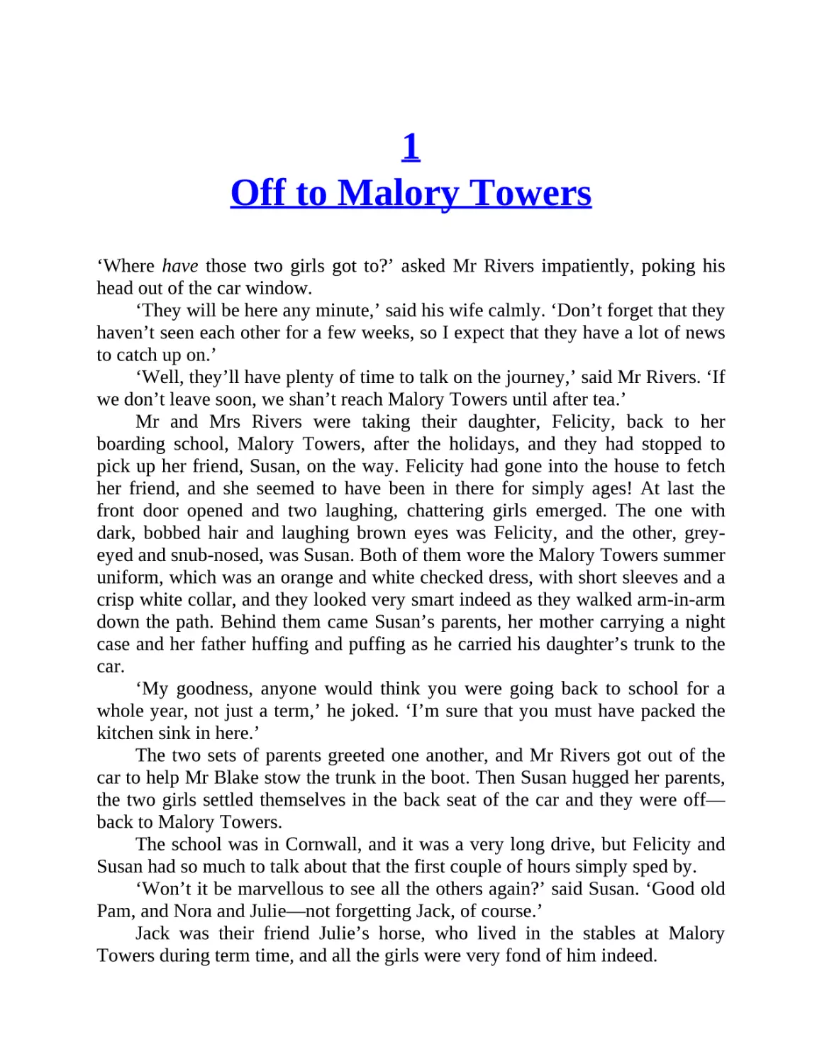 1 Off to Malory Towers