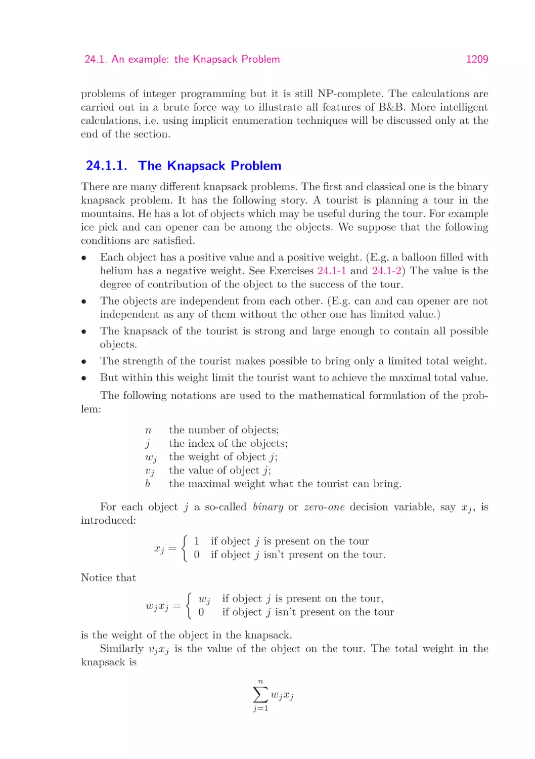24.1.1.  The Knapsack Problem