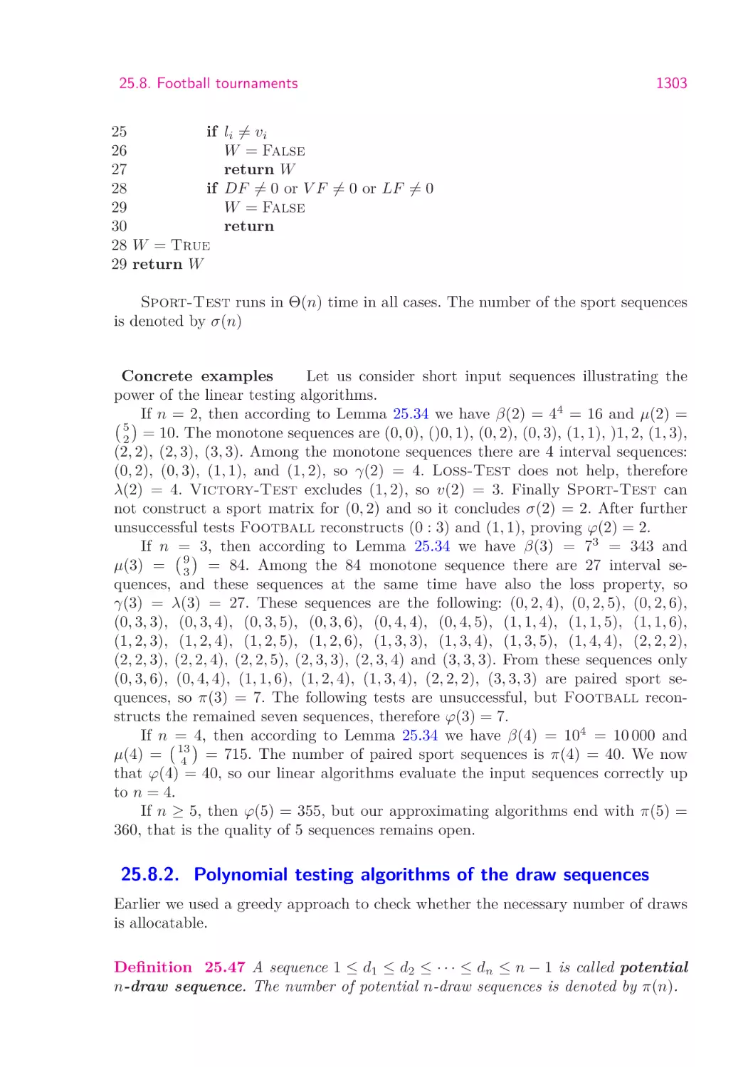 25.8.2.  Polynomial testing algorithms of the draw sequences