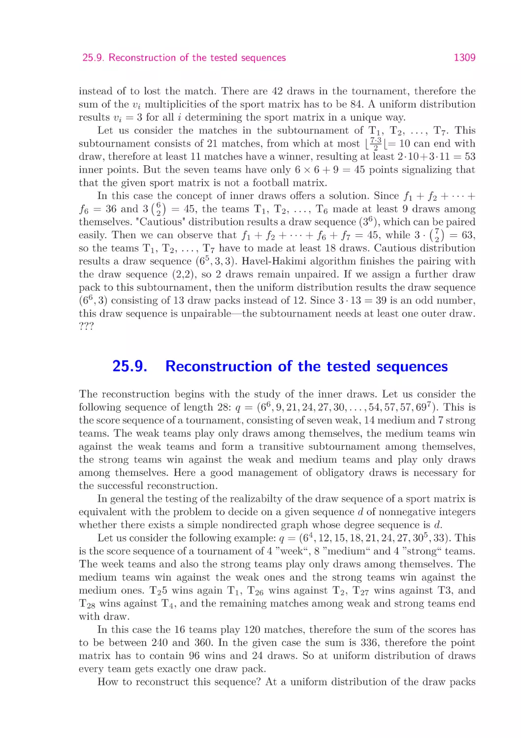 25.9.   Reconstruction of the tested sequences