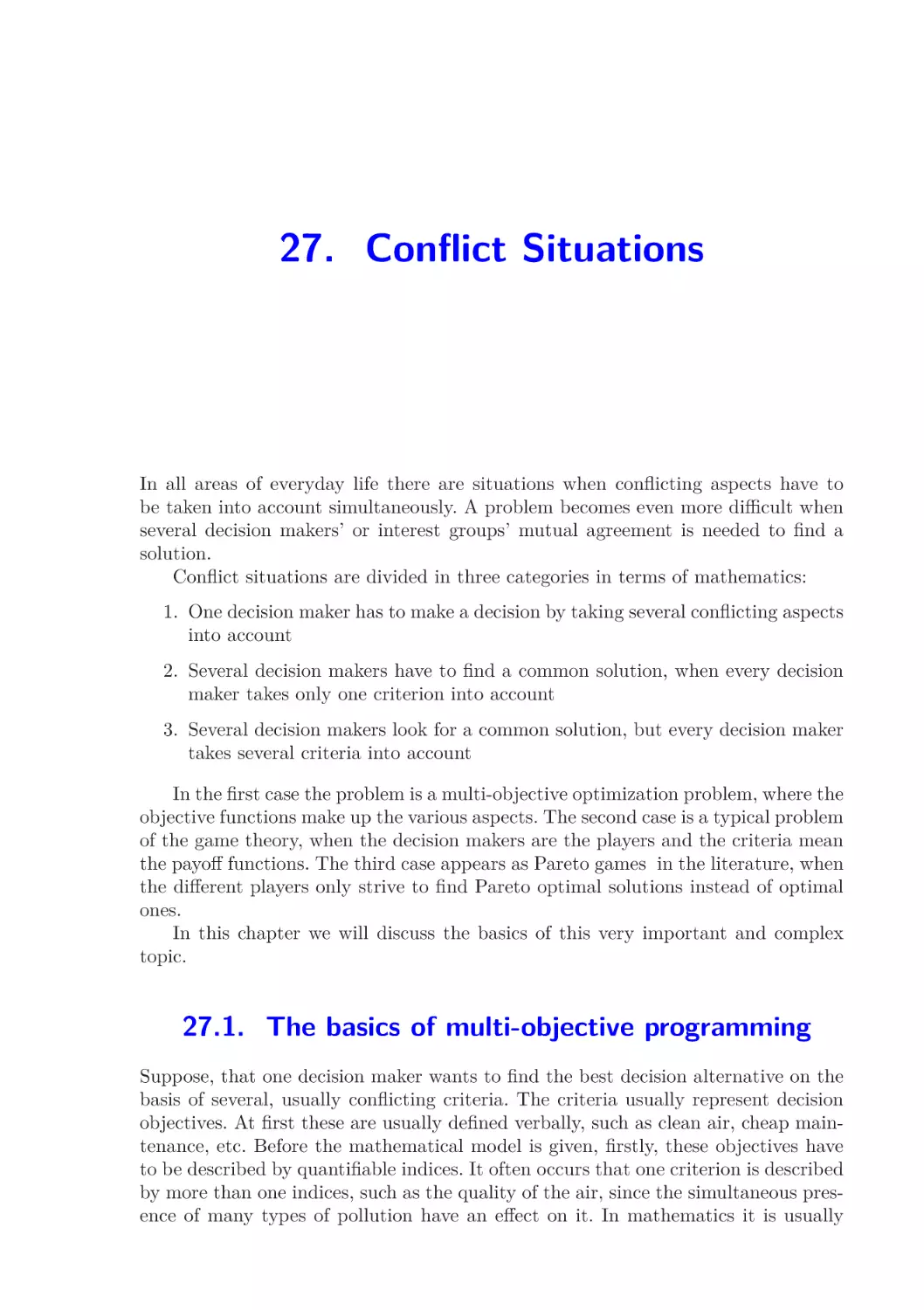27.  Conflict Situations
27.1.  The basics of multi-objective programming