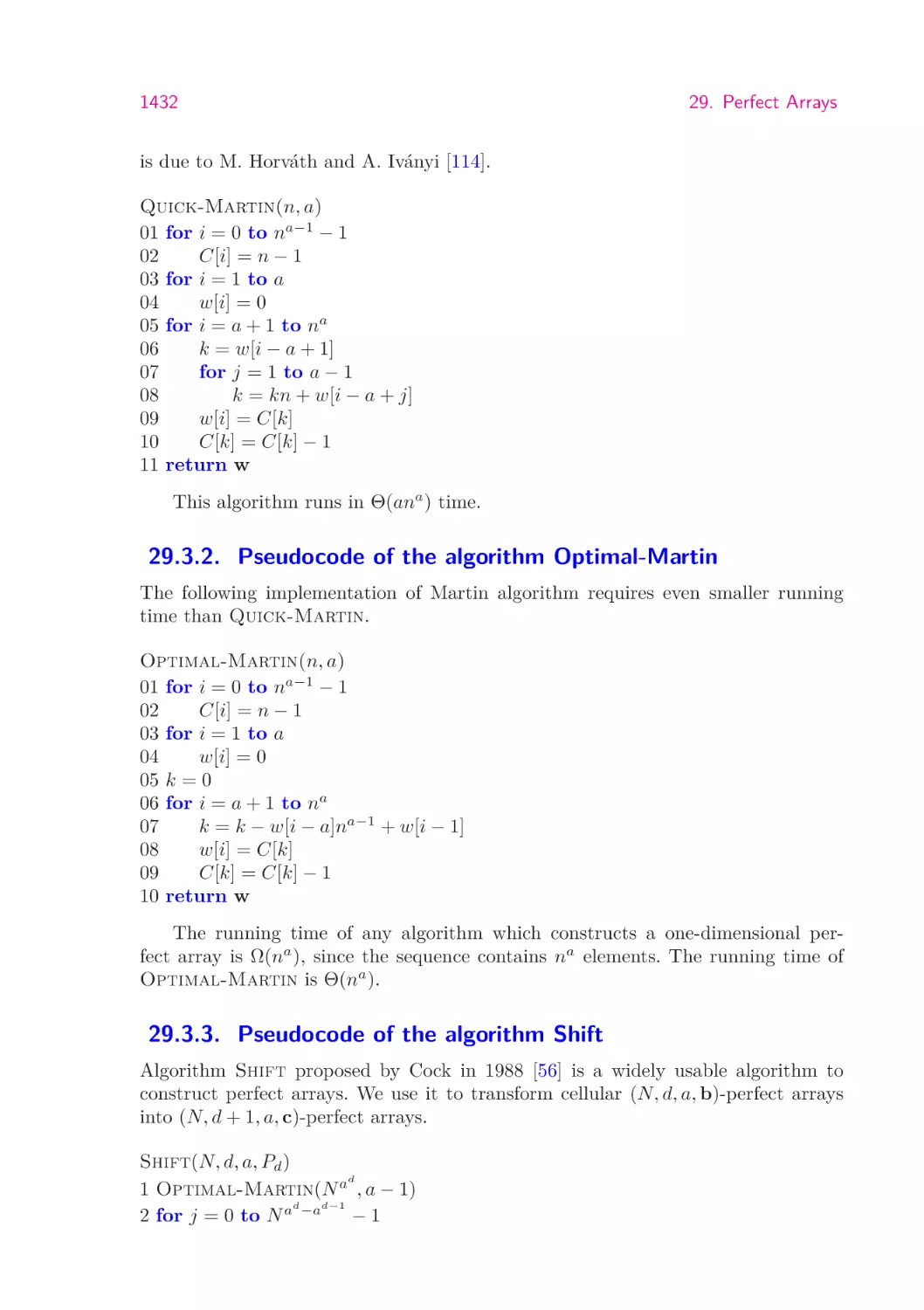 29.3.2.  Pseudocode of the algorithm Optimal-Martin
29.3.3.  Pseudocode of the algorithm Shift