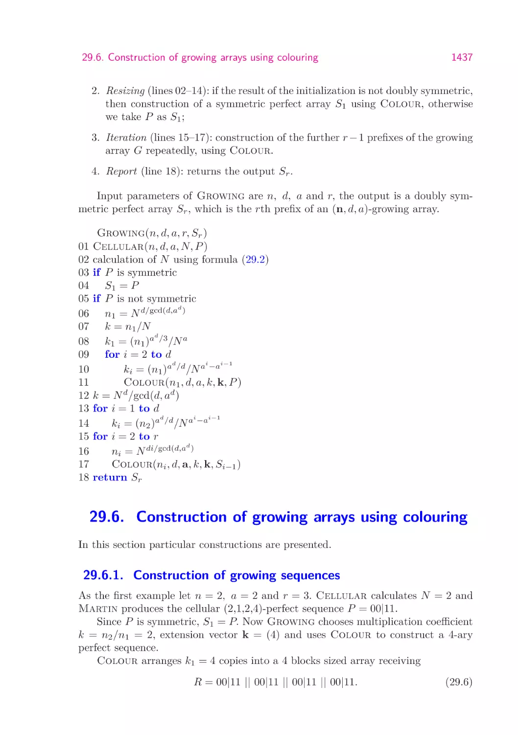 29.6.  Construction of growing arrays using colouring
29.6.1.  Construction of growing sequences