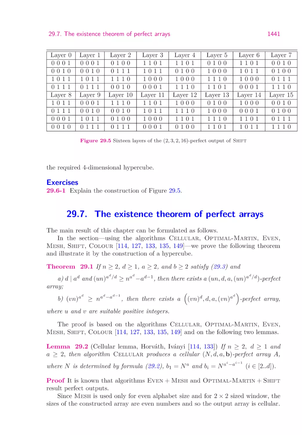 29.7.  The existence theorem of perfect arrays