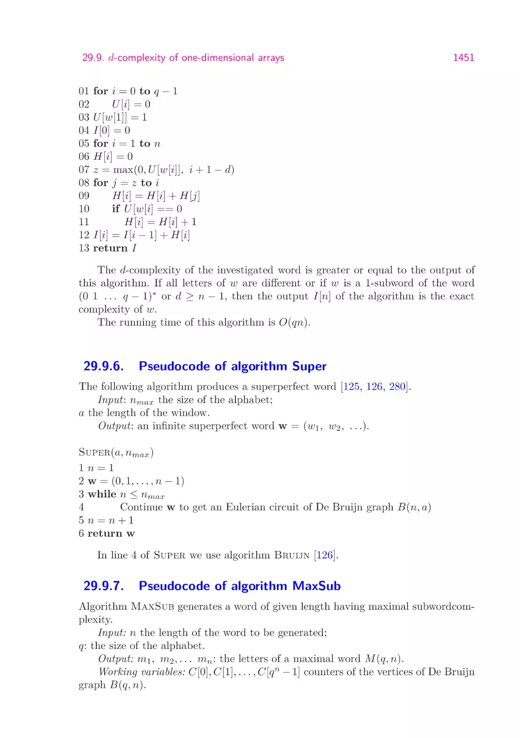 29.9.6.   Pseudocode of algorithm Super
29.9.7.   Pseudocode of algorithm MaxSub