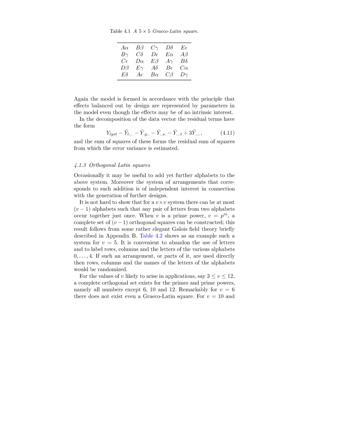 4.1.3 Orthogonal Latin squares