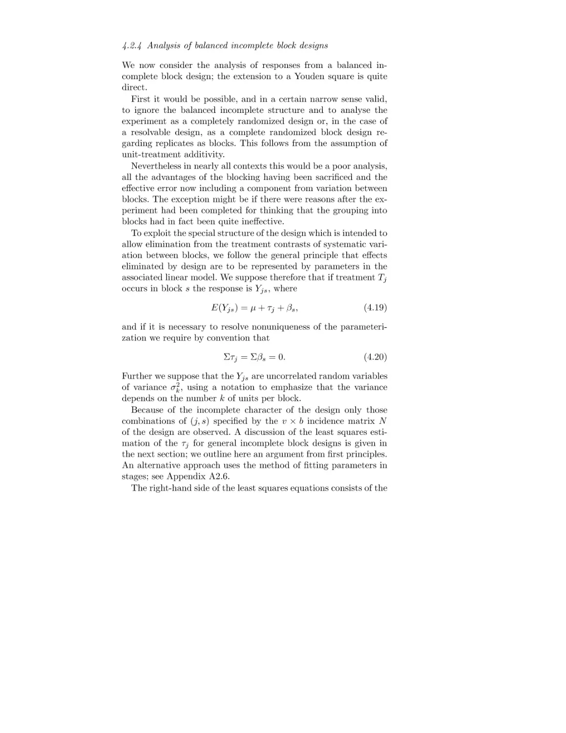 4.2.4 Analysis of balanced incomplete block designs