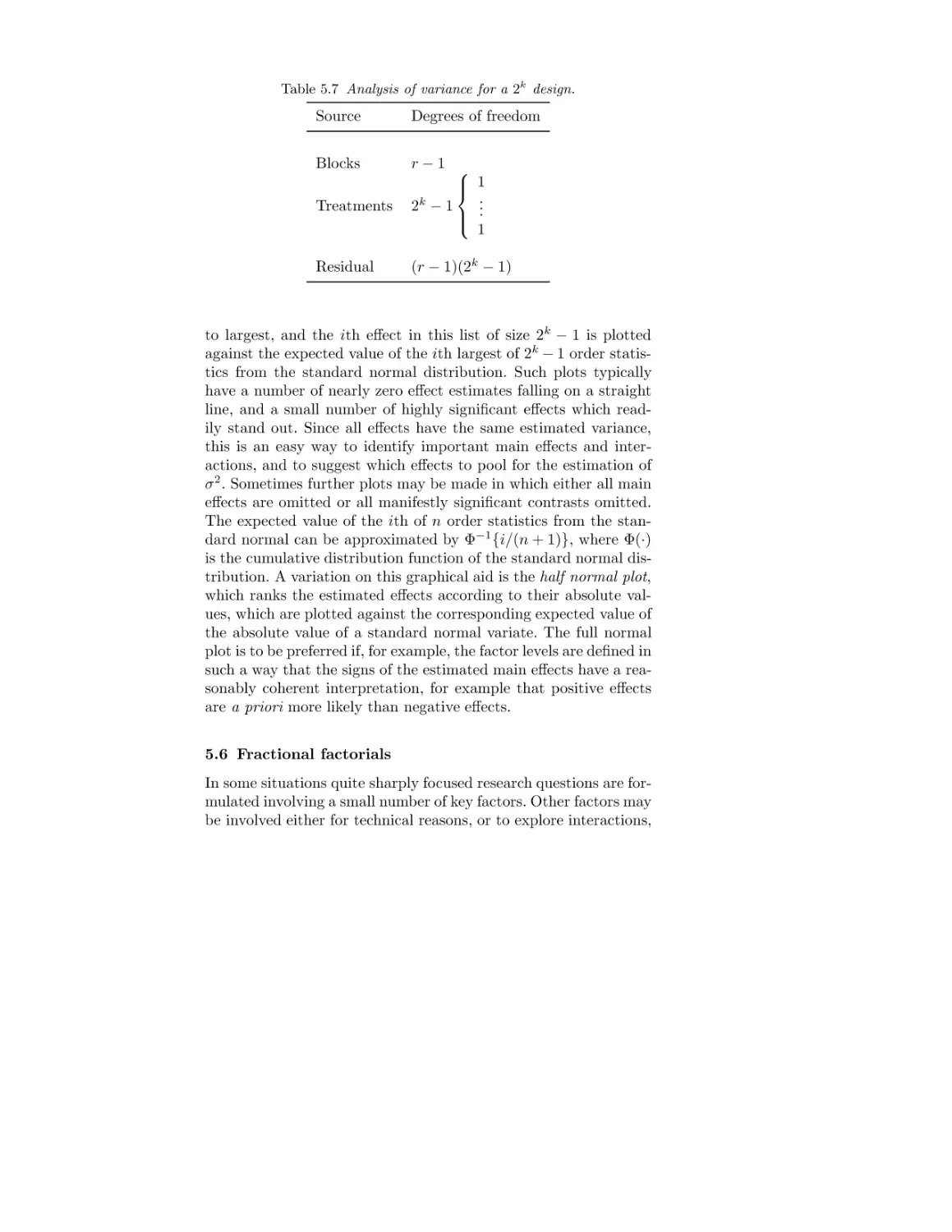 5.6 Fractional factorials