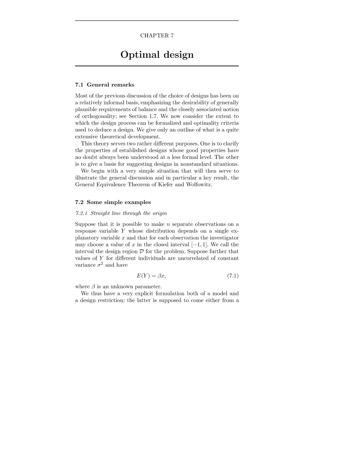 7
7.1 General remarks
7.2 Some simple examples
7.2.1 Straight line through the origin