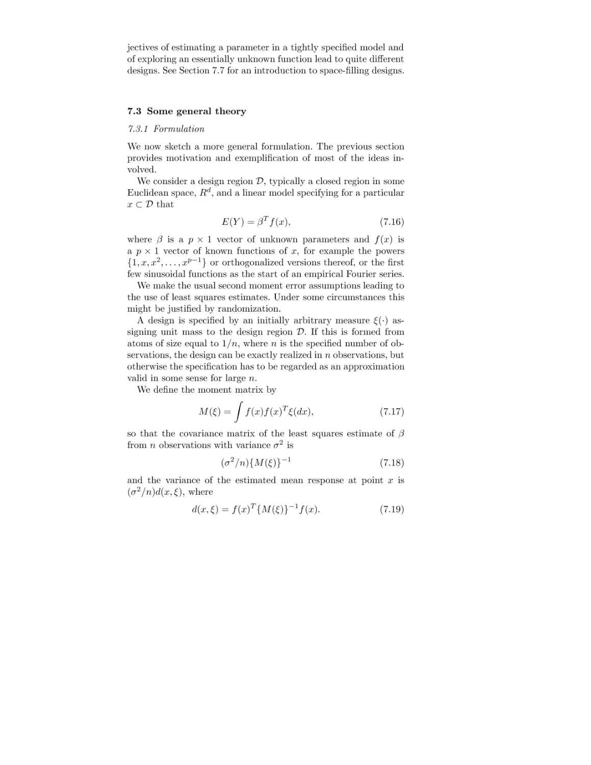 7.3 Some general theory
7.3.1 Formulation