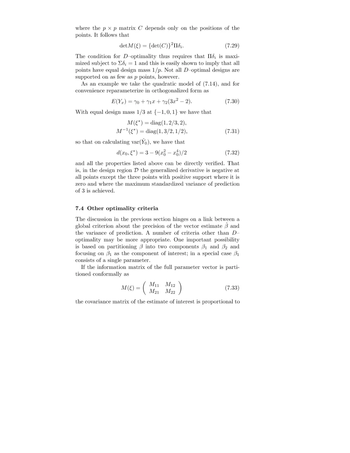 7.4 Other optimality criteria