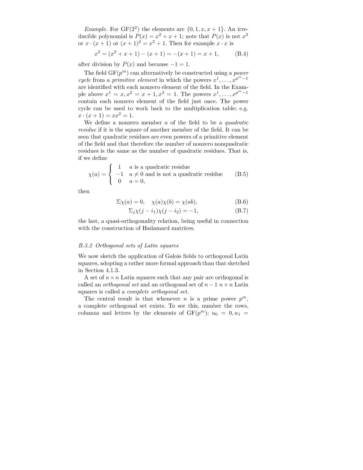 B.3.2 Orthogonal sets of Latin squares