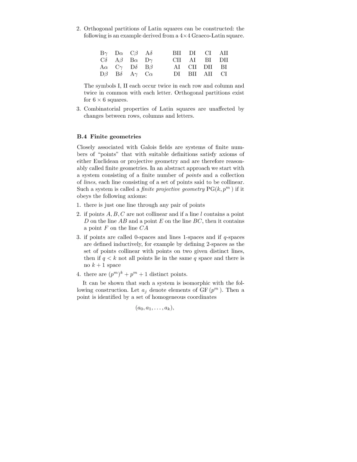 B.4 Finite geometries