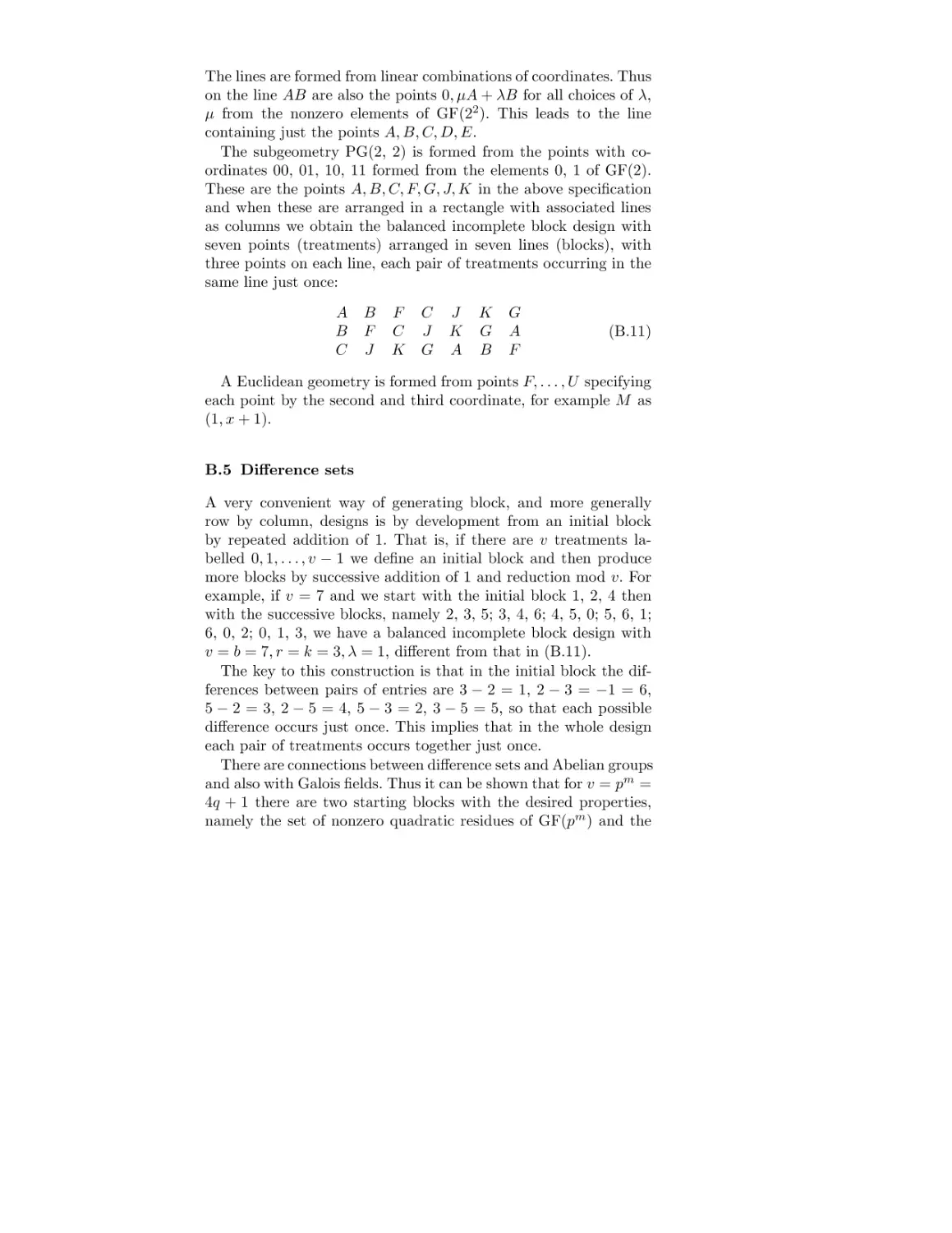 B.5 Difference sets