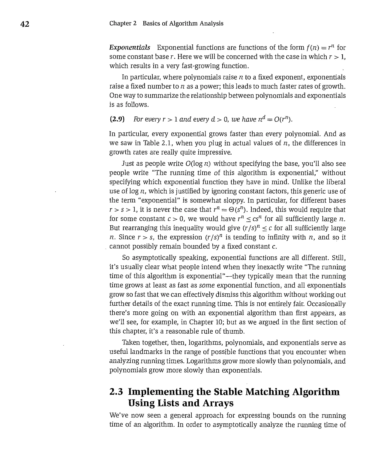 2.3 Implementing the Stable Matching Algorithm Using Lists and Arrays