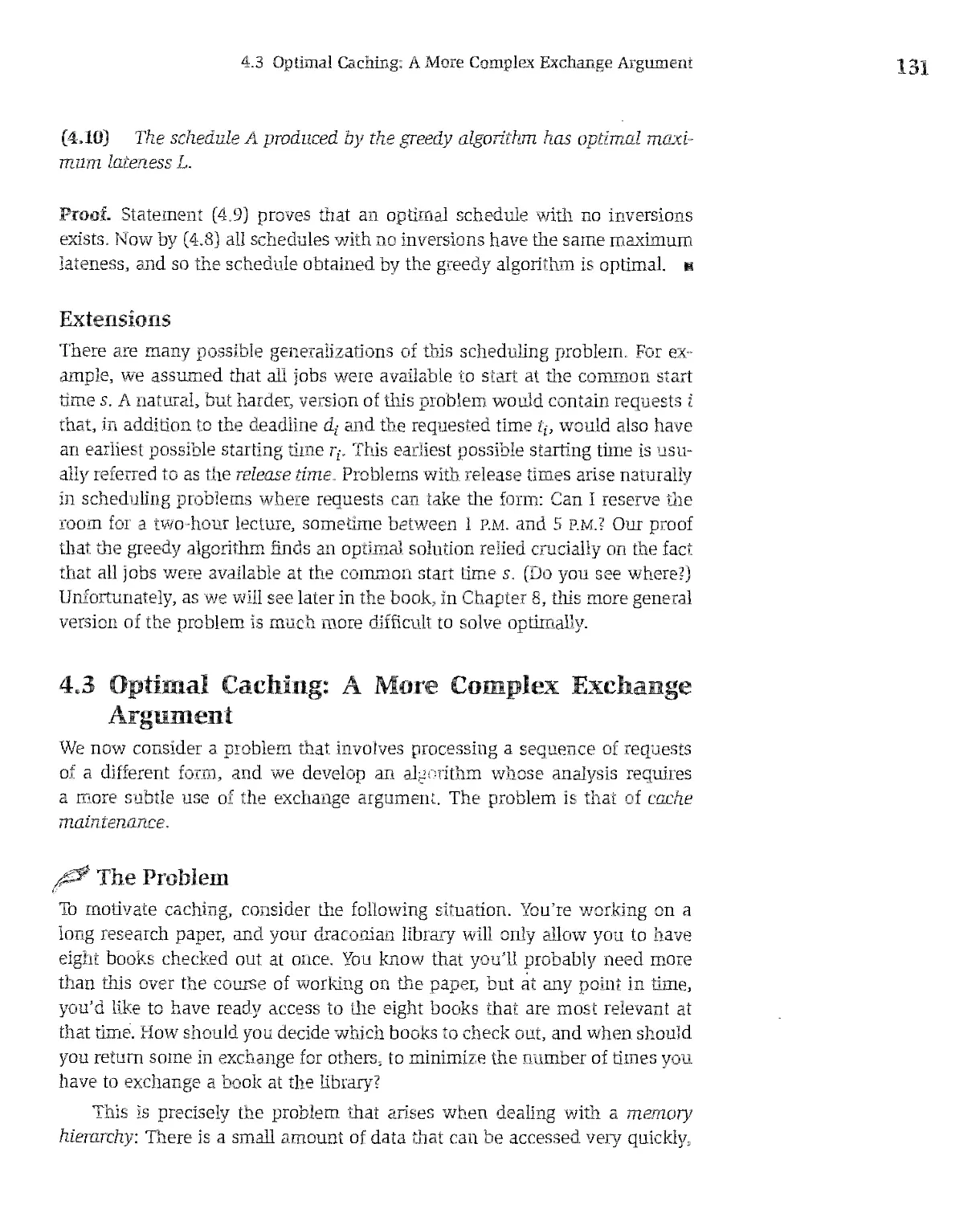 4.3 Optimal Caching: A More Complex Exchange Argument