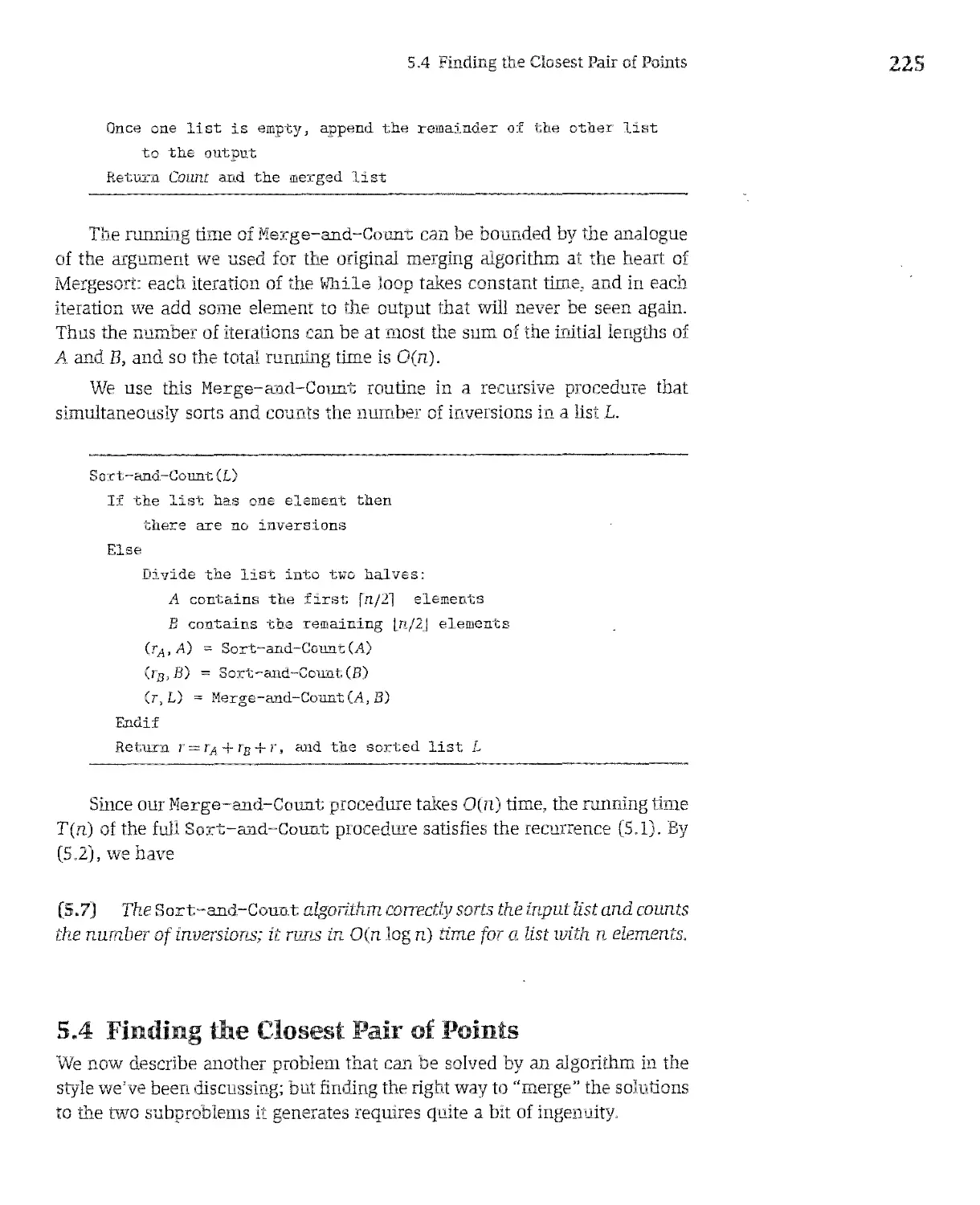 5.4 Finding the Closest Pair of Points